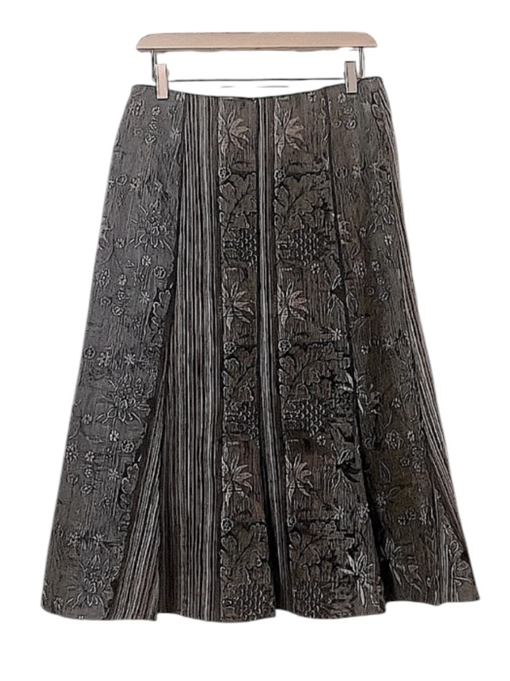 D.T.C Collection WomElegant Textured Fabric Floral Paneled A-Line Midi Skirt M
